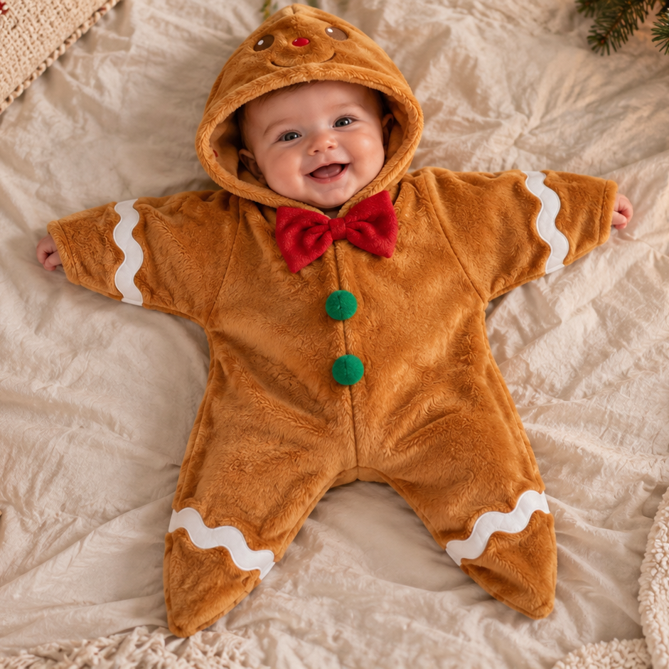 Combinaison bébé de Noël pain d'épice pour la séance photo du premier Noël